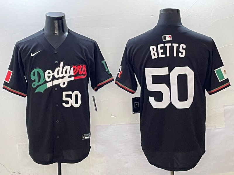 Men Los Angeles Dodgers 50 Betts Black Mexico Nike 2025 MLB Jersey style 5